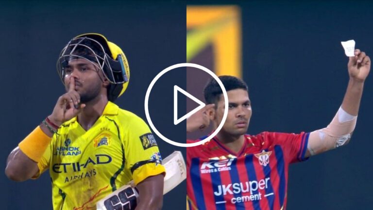 IPL 2026: कार्तिक शर्मा का आक्रामक अंदाज, आकाश सिंह के ‘नोट’ का मैदान पर दिया करारा जवाब
